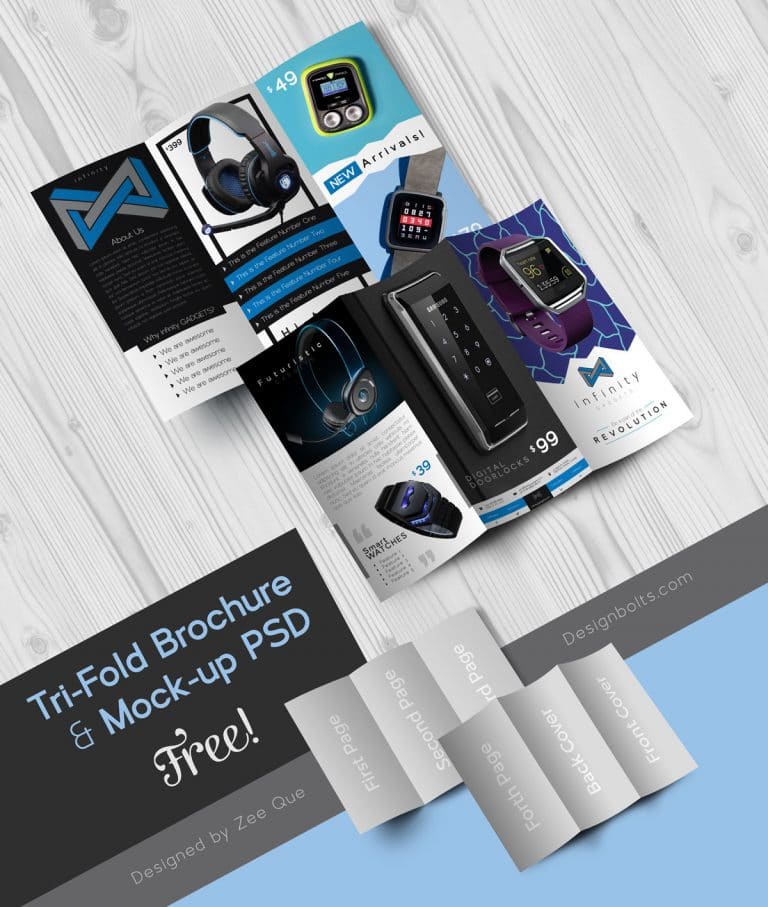 Free Tech Gadgets Brochure Design Mockup in PSD DesignHooks
