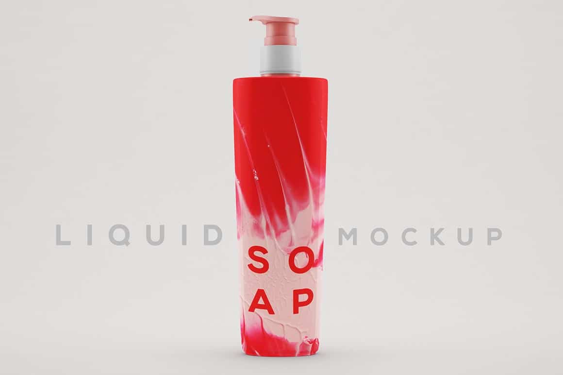 Free Tall Liquid Soap Bottle Mockup in PSD DesignHooks