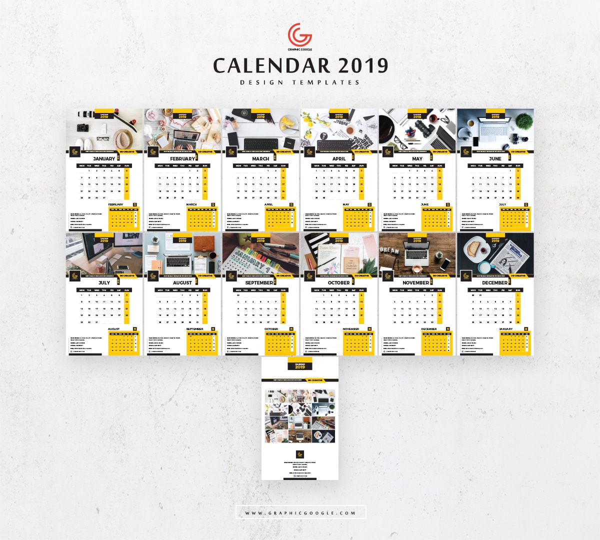 2019 Calendar PSD Mockup Download for Free DesignHooks