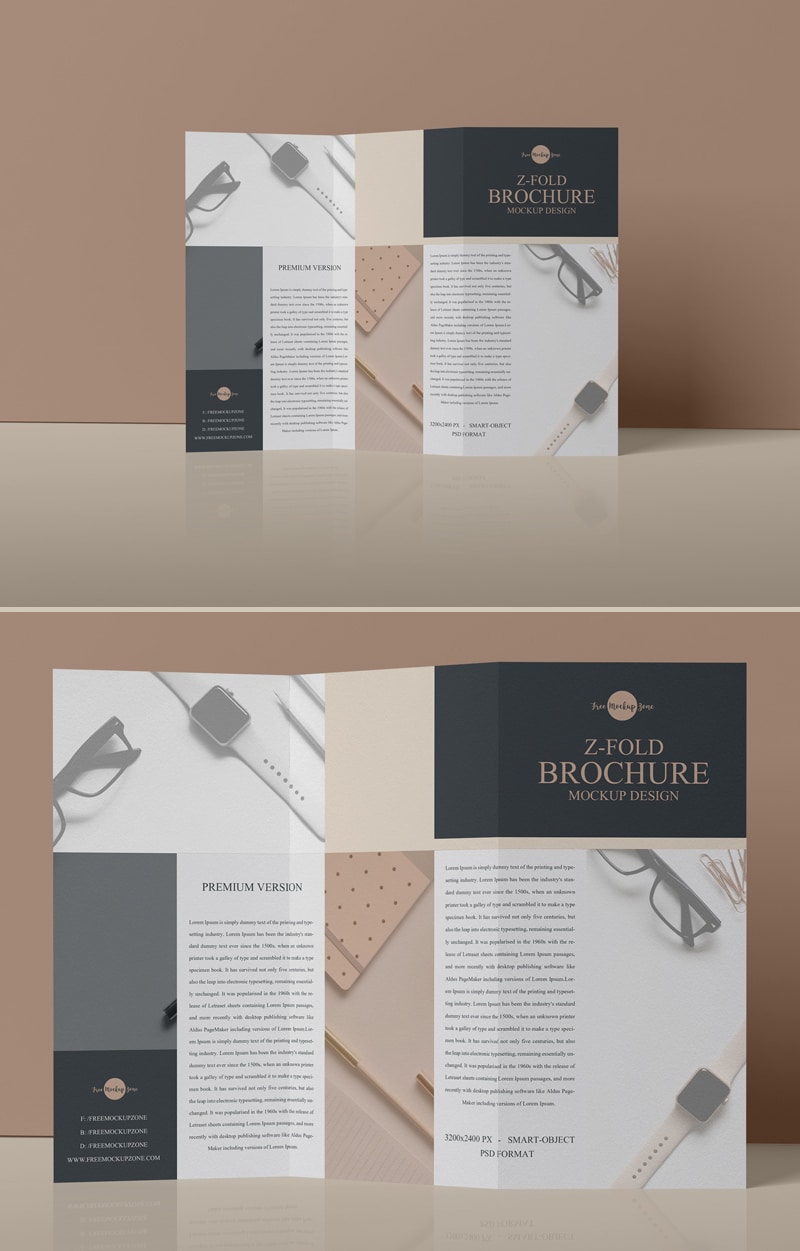 Zfold Brochure Design PSD Mockup Download for Free