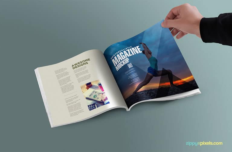 Square Magazine Realistic PSD Mockup Free Download