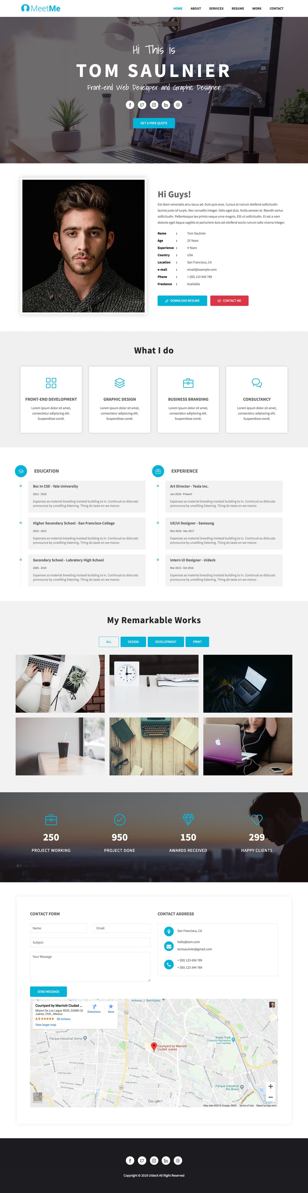 One Page Resume HTML Template DesignHooks