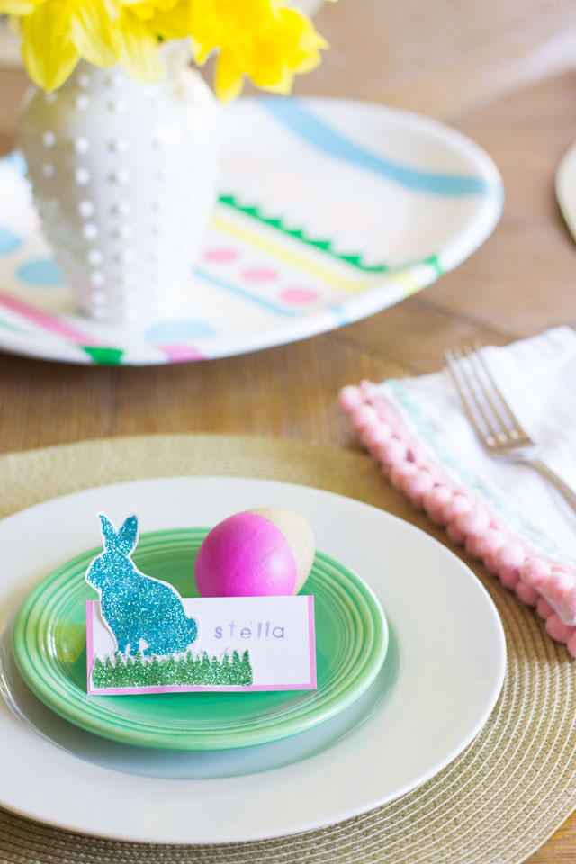 DIY Glittered Easter Place Cards Design Improvised