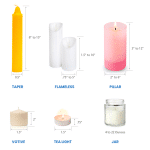 Candle Sizes (Standard Dimensions, Burn Time & Chart) - Designing Idea