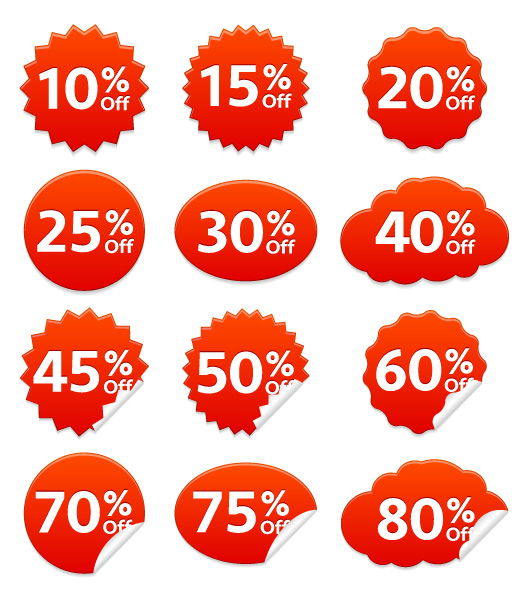 Brilliant Discount Vector Artwork Vector Artwork Discount Stickers Set