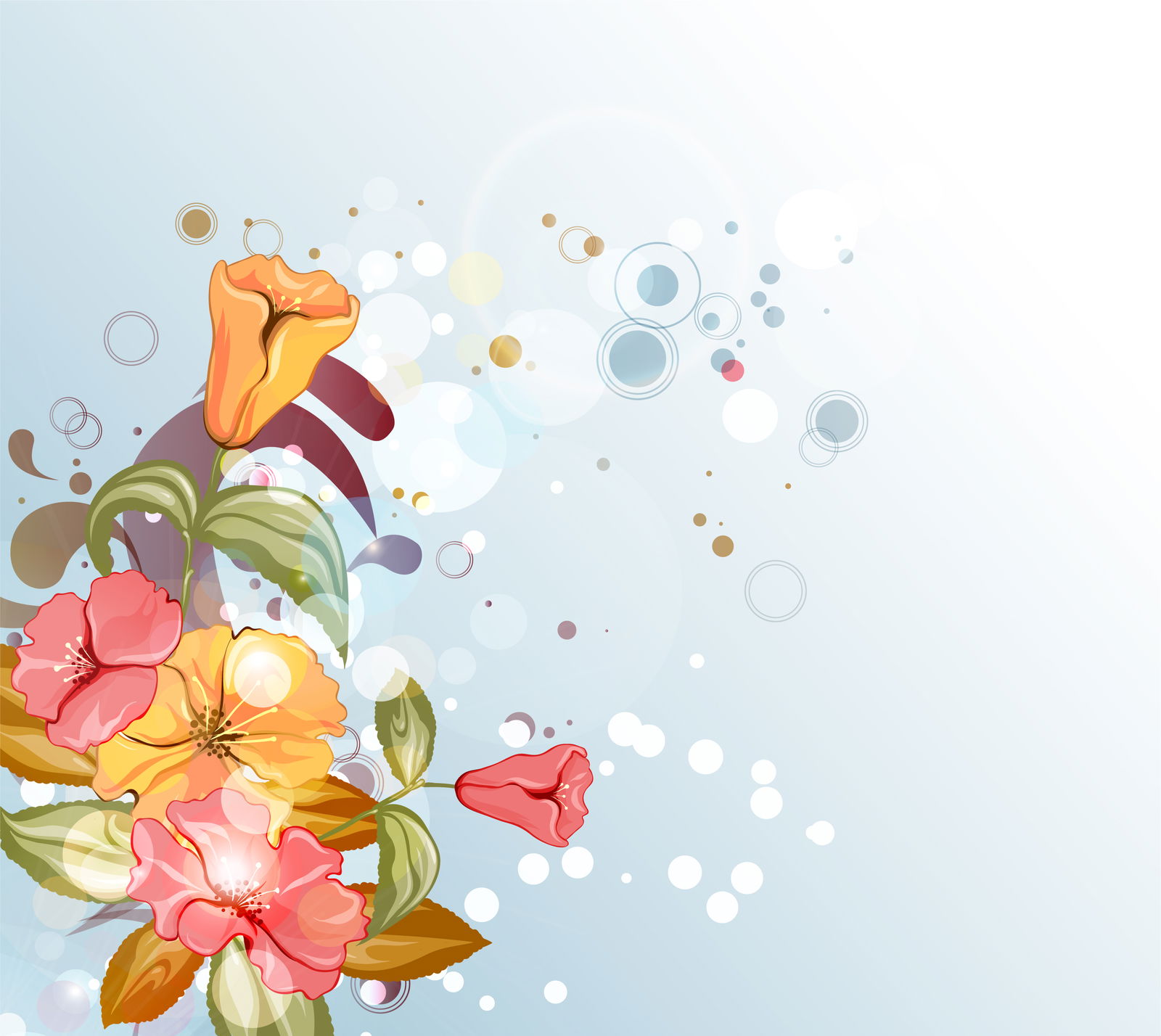 Vector Abstract Background With Colorful Floral Designious