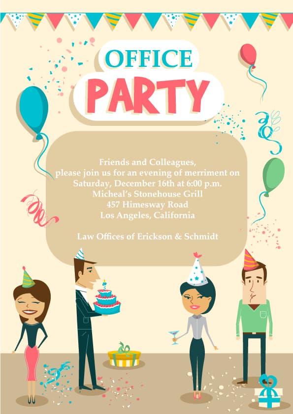 Office Vector Artwork Office Party Vector Artwork Invitation Template