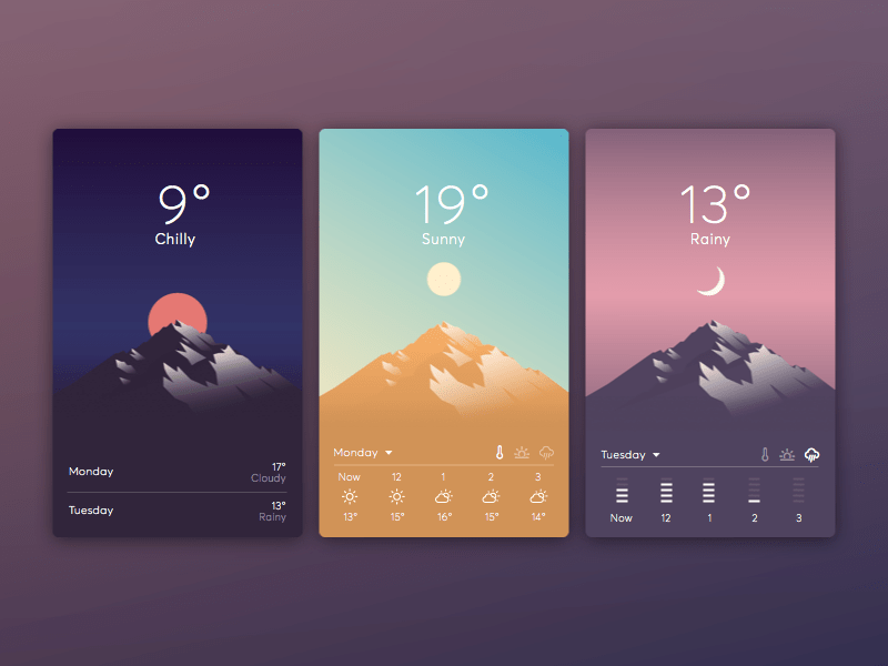 30 Creative & Modern Weather Mobile App Designs