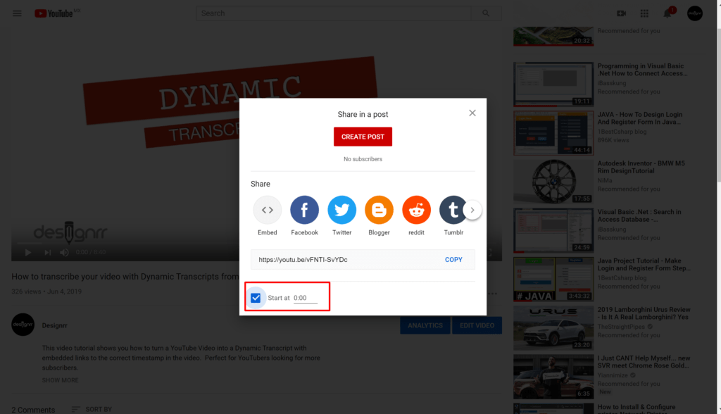 How to Add Timestamp on YouTube Designrr