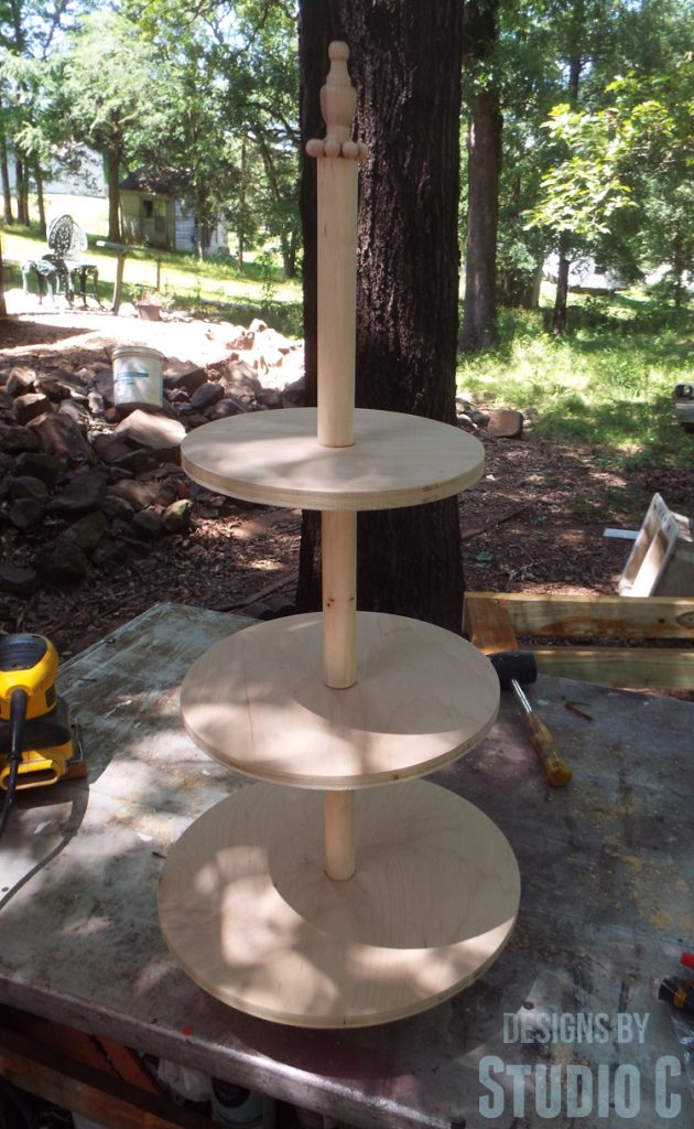 Build a DIY Three Tier Stand with Wood Bead Accents