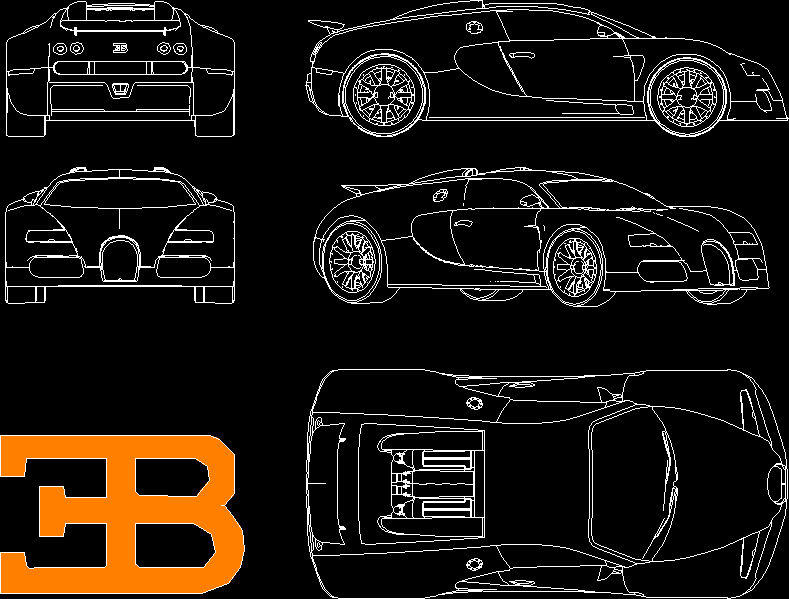 Bugatti Veyron Car DWG Block for AutoCAD • Designs CAD