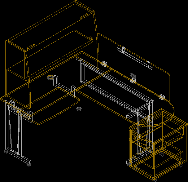 Desk In Square DWG Block for AutoCAD • Designs CAD