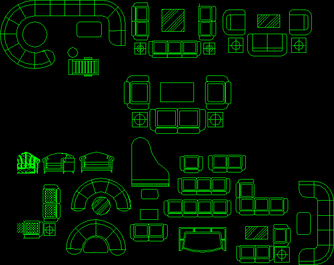 Living Room Set DWG Block for AutoCAD • Designs CAD