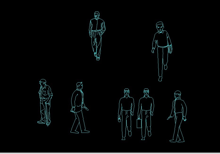 Man Worker Engineer And Boy Human Figure Elevations 2D DWG Block For