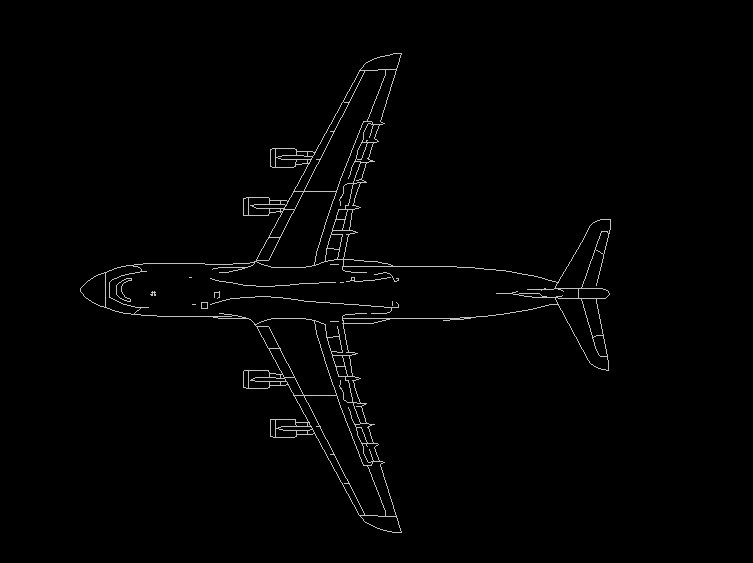 Aeroplane/Airplane Vehicle Top View Plan 2D DWG Block For