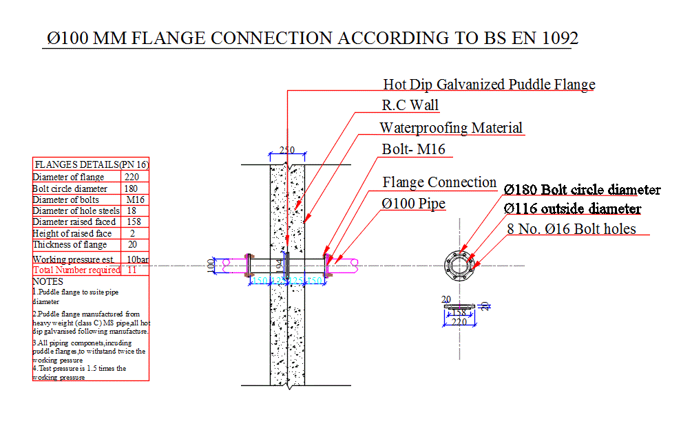 Tank Puddle Flanges DWG Section for AutoCAD • Designs CAD