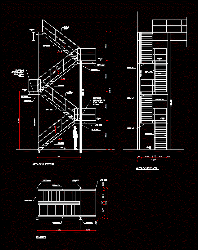 Ladder For Roof Access 2d Dwg Elevation For Autocad
