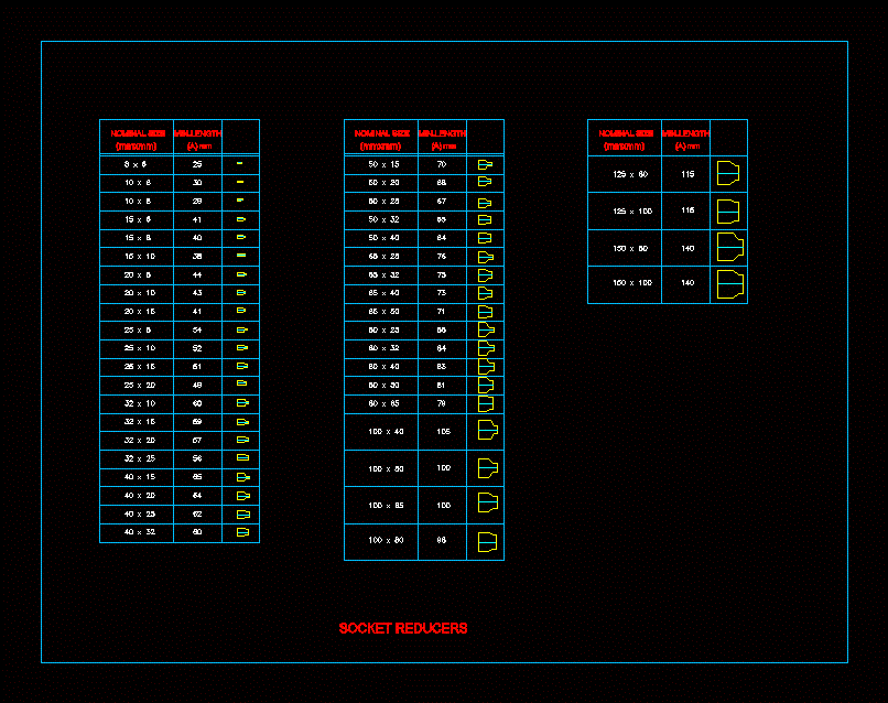 Socket Reducers DWG Block for AutoCAD • Designs CAD