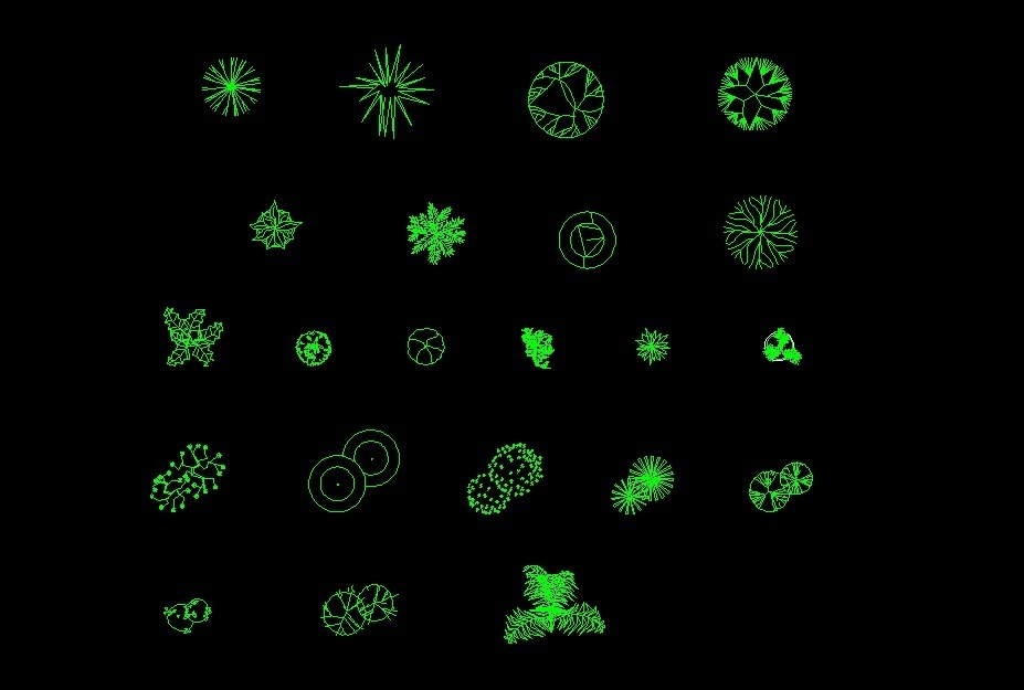 Trees And Palm Trees Plants Top View Plan 2d Dwg Block For Autocad Designs Cad