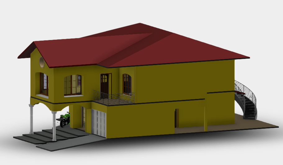 Modern House with Garage 3D RVT Model for Revit • Designs CAD