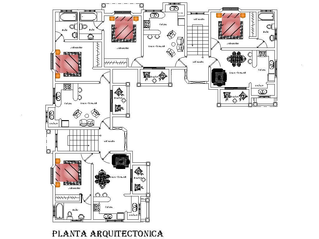 Studio Apartment, Residential Apartment, Deluxe Apartment 2D DWG Full
