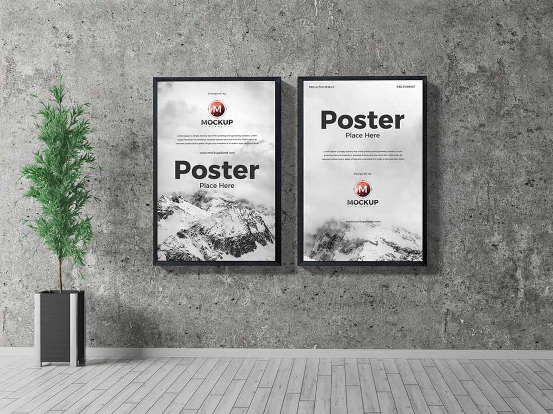 Landscape Poster Mockup Sketsa