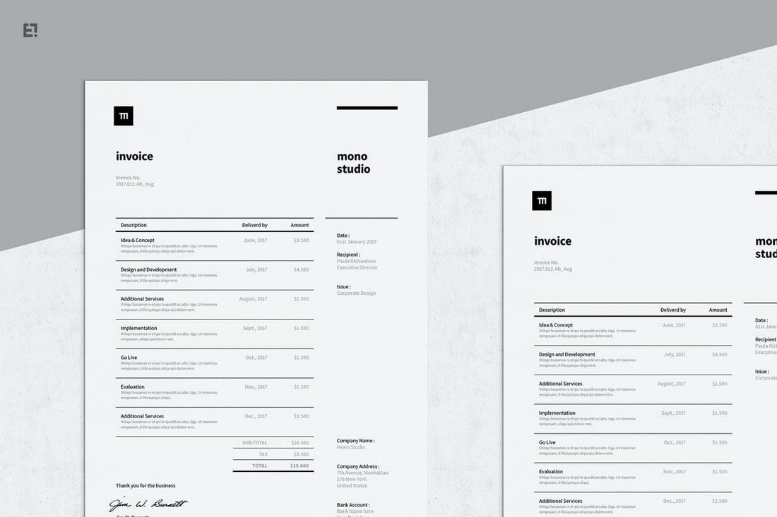 Example Of Invoices Templates