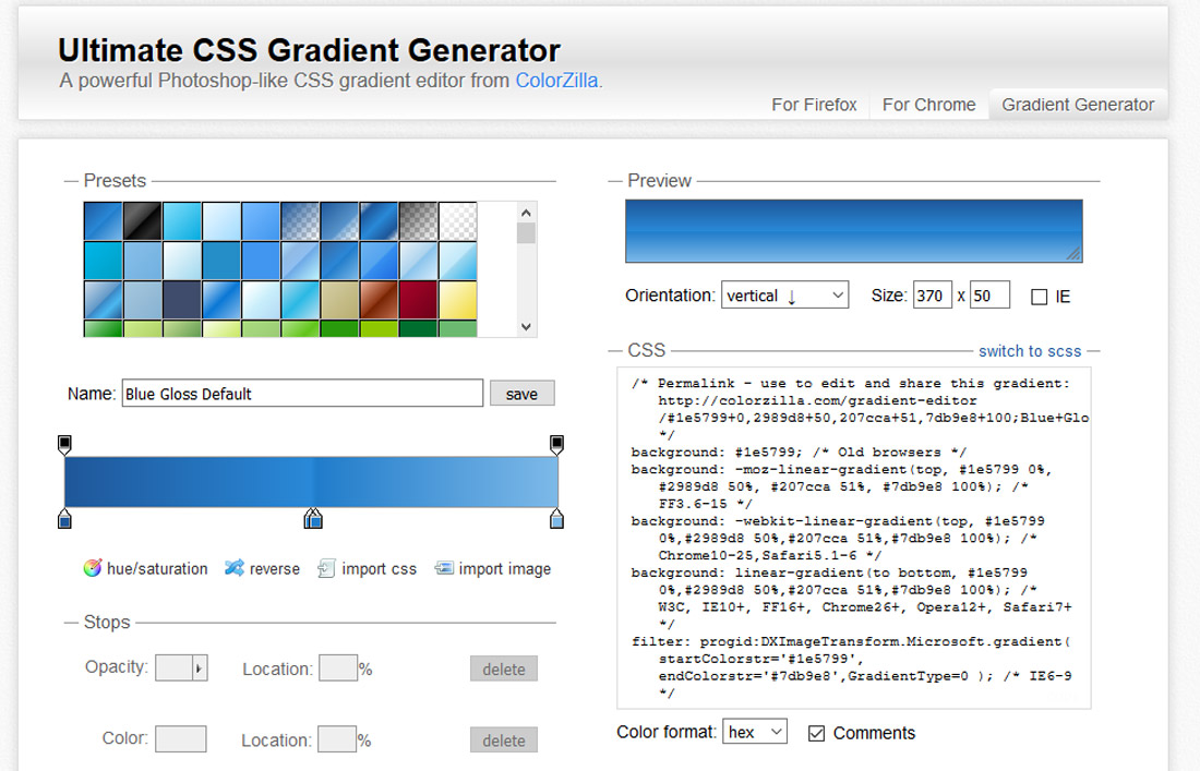 Online CSS Gradient Generator, Maker, and Background bfotool