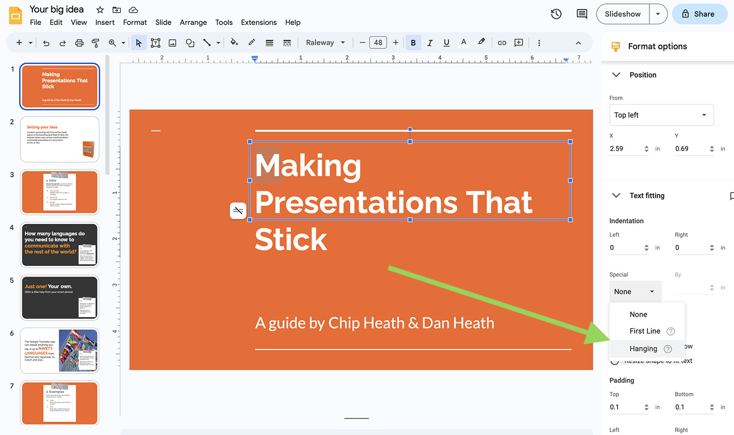 How to Use a Hanging Indent on Google Slides Yes  Designs