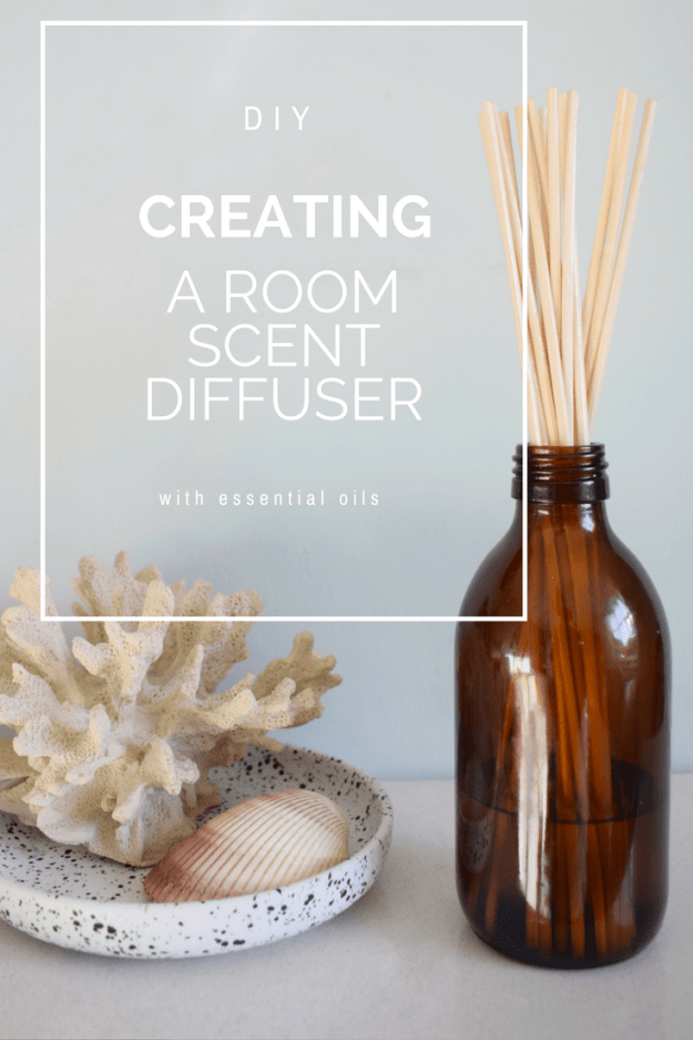 How to create a citrus summer scent diffuser with essential oils and reeds.
