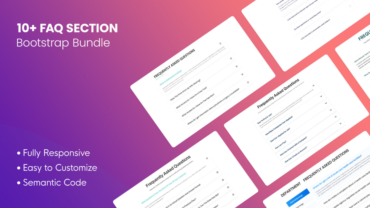 10+ FAQ Section Bootstrap UI Kit