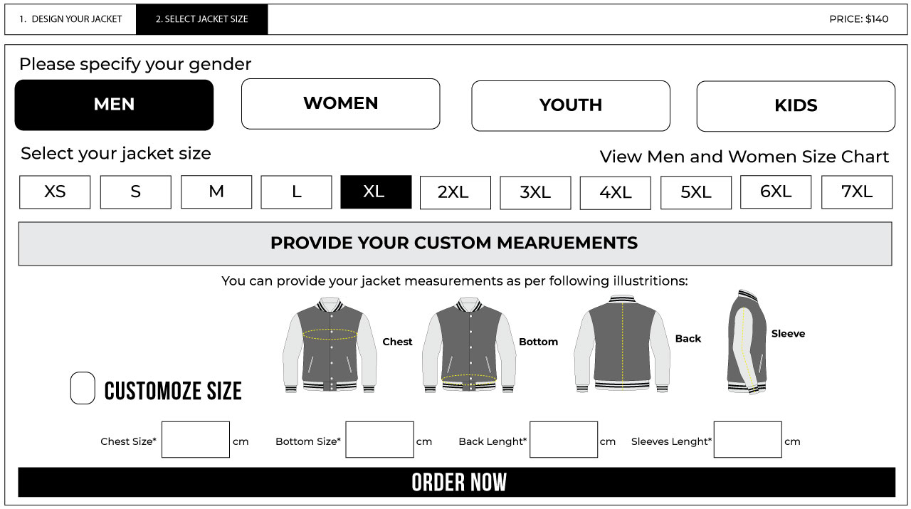 Size Chart - Universal Jackets