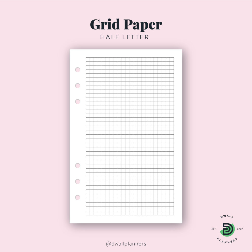 Grid Paper Printable Insert Half Letter size Designwall Studio