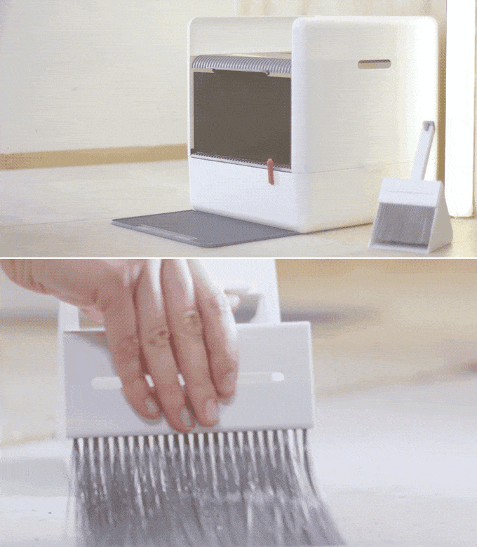 Poop Cube a cat litter box prevents litter tracking DesignWanted