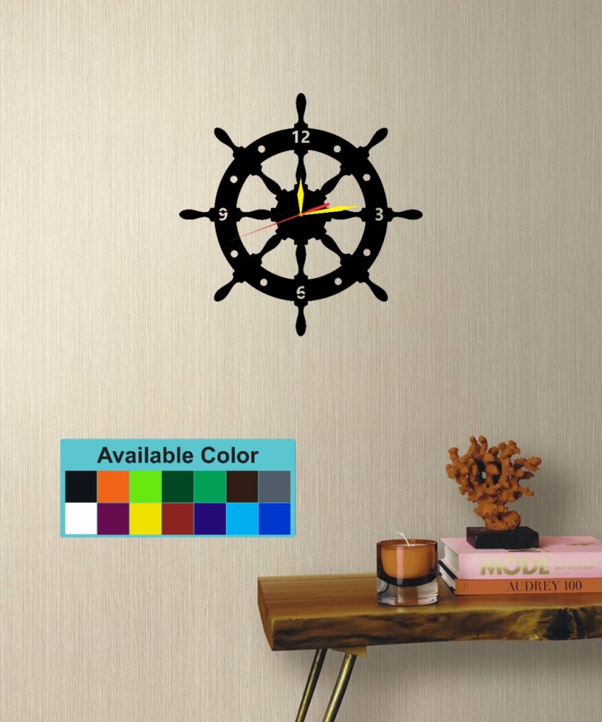 DYO Nautical Ship Wheel Round Acrylic Wall Clock Design Your Own