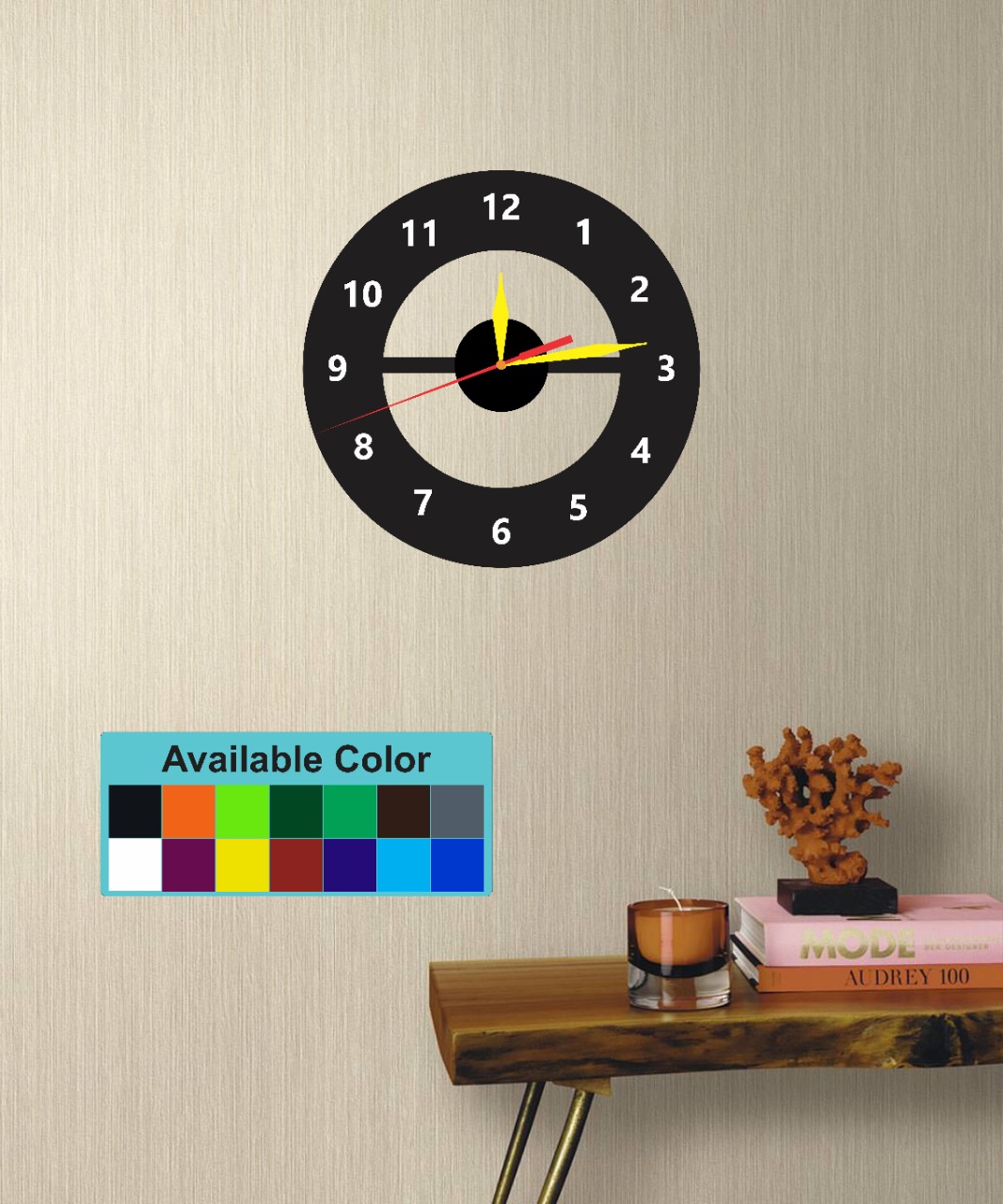 DYO Modern Simple Acrylic Wall Clock, 14 Colors Silent Quartz Clock