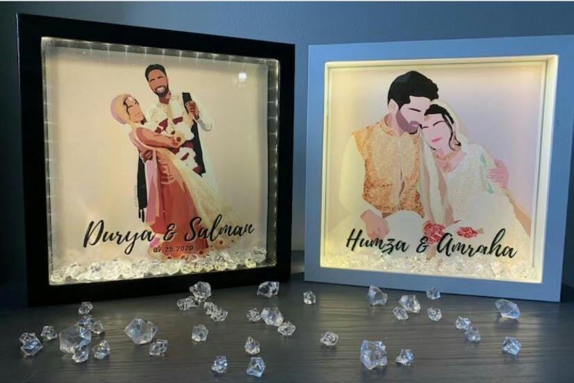 Custom Picture Illustrated LED Photo Frame With Crystal's Design Your