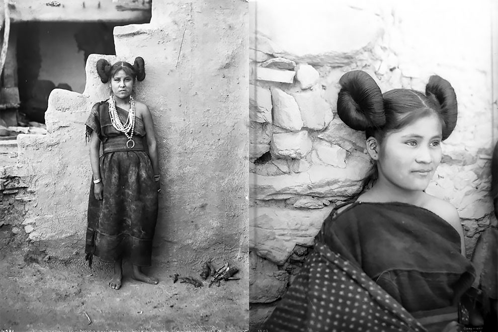 Stunning Vintage Photos Of Young Hopi Maidens With Their Traditional