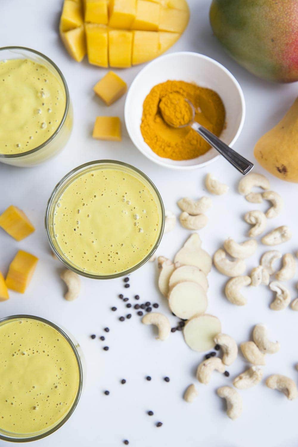 Turmeric, ginger and mango smoothie