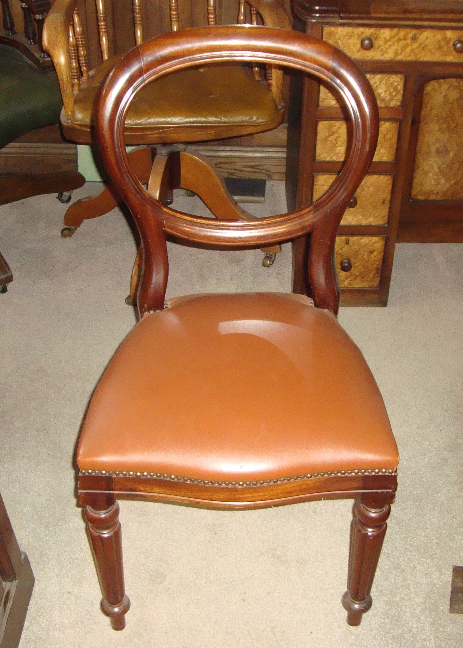 Set of 6 ‘Victorian Style’ mahogany balloonback dining chairs Dorking Desks