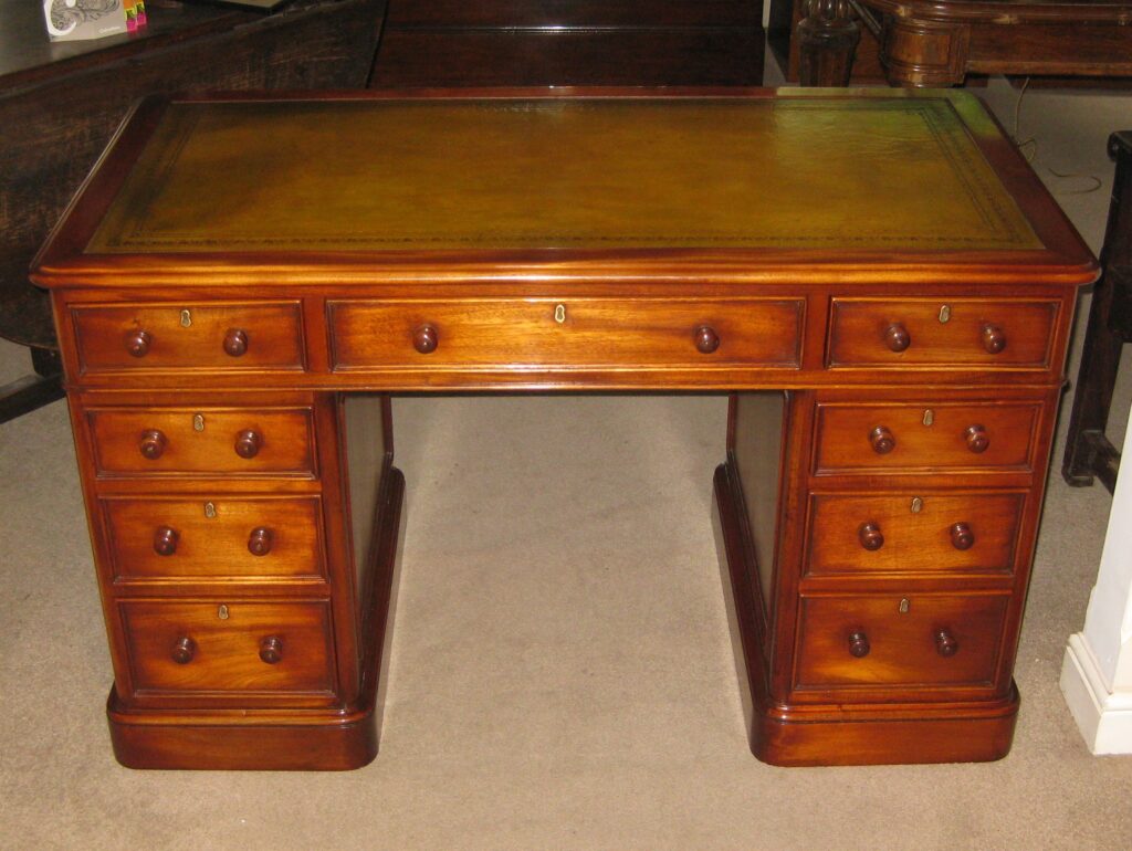 Victorian mahogany pedestal desk. Dorking Desks