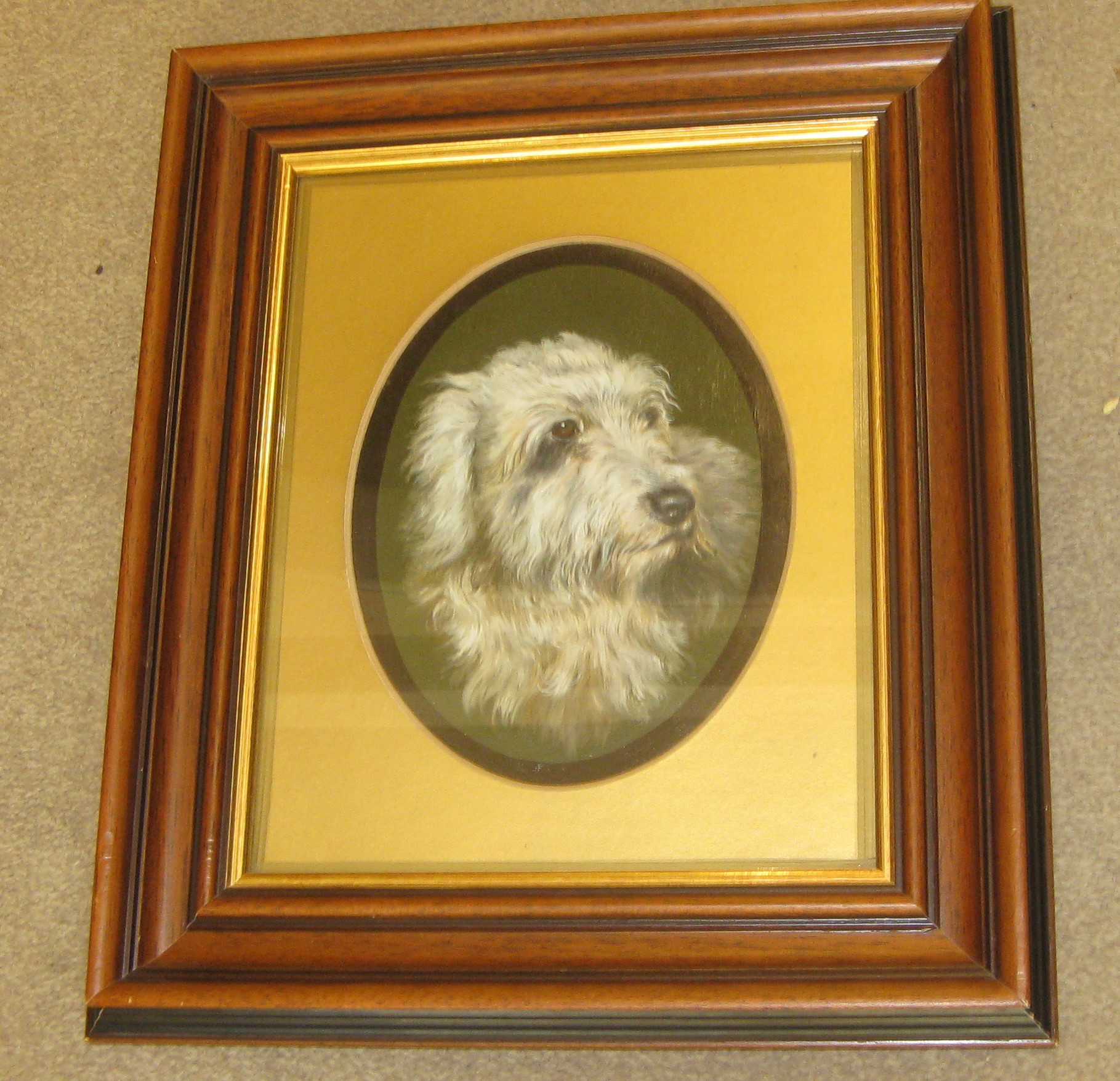 Well painted and framed oil of a Lurcher dog Dorking Desks