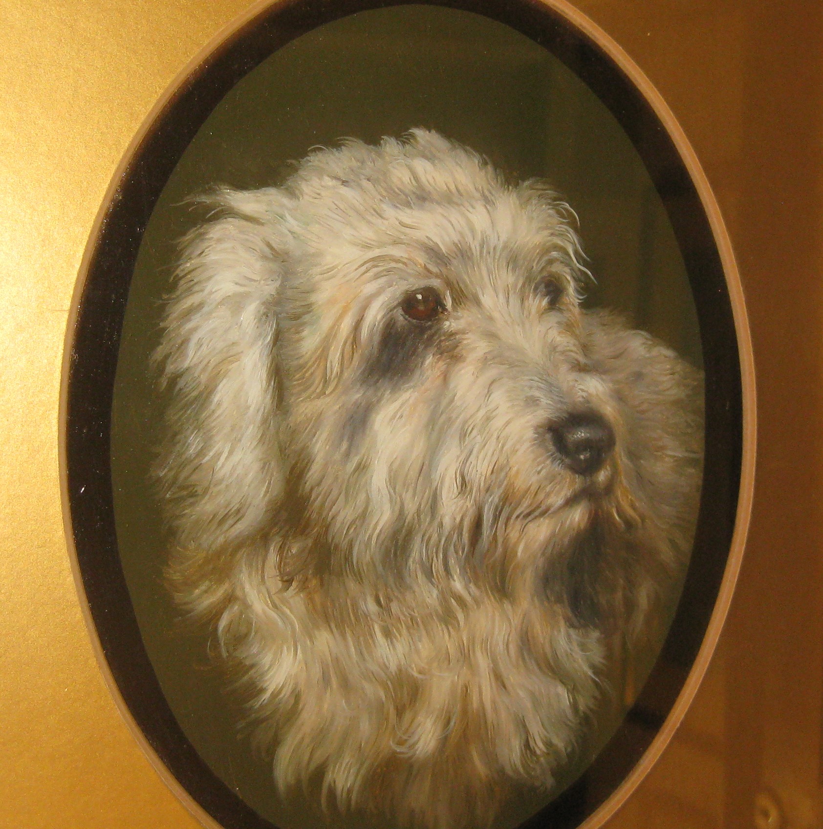 Well painted and framed oil of a Lurcher dog Dorking Desks
