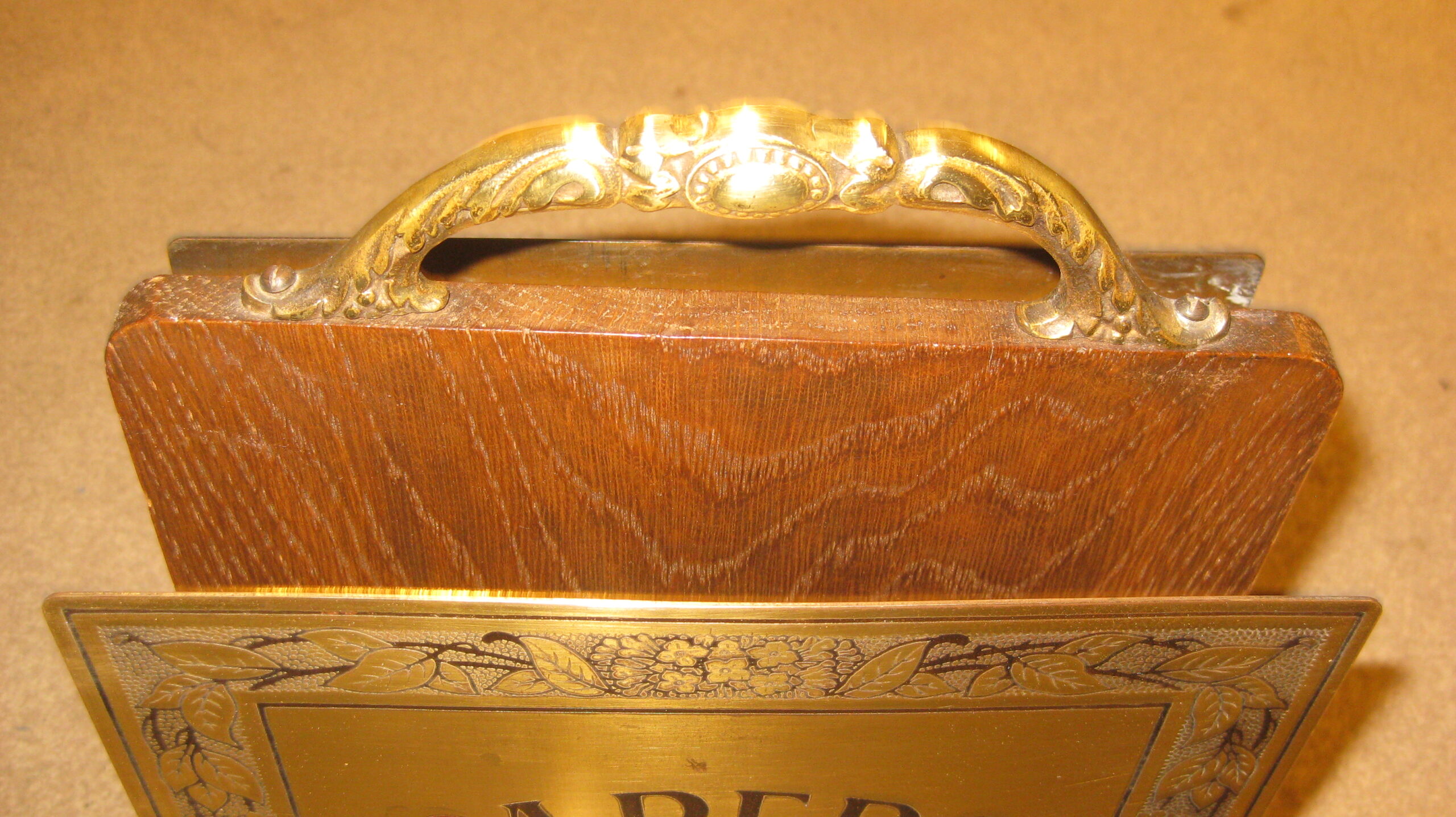 Edwardian oak letter/newspaper rack, Dorking Desks