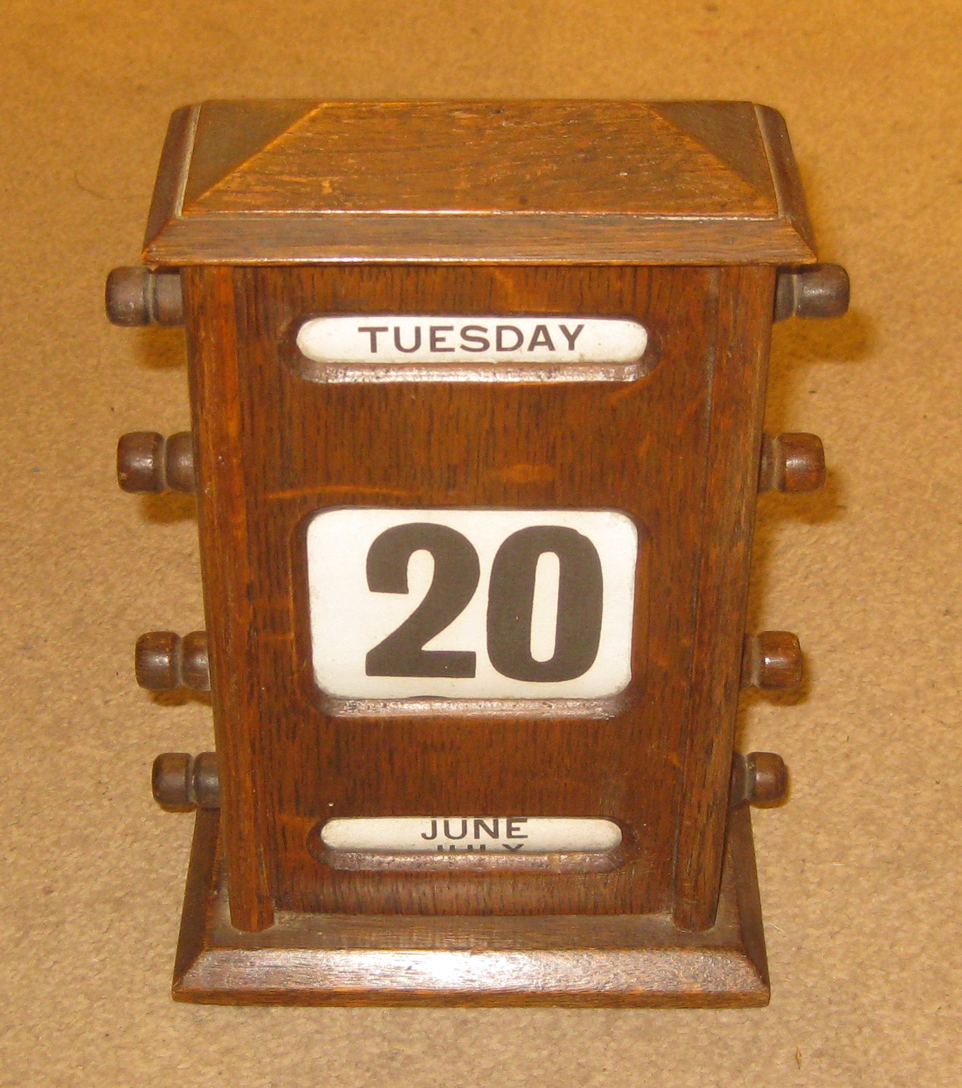 Edwardian oak desk top perpetual calendar Dorking Desks
