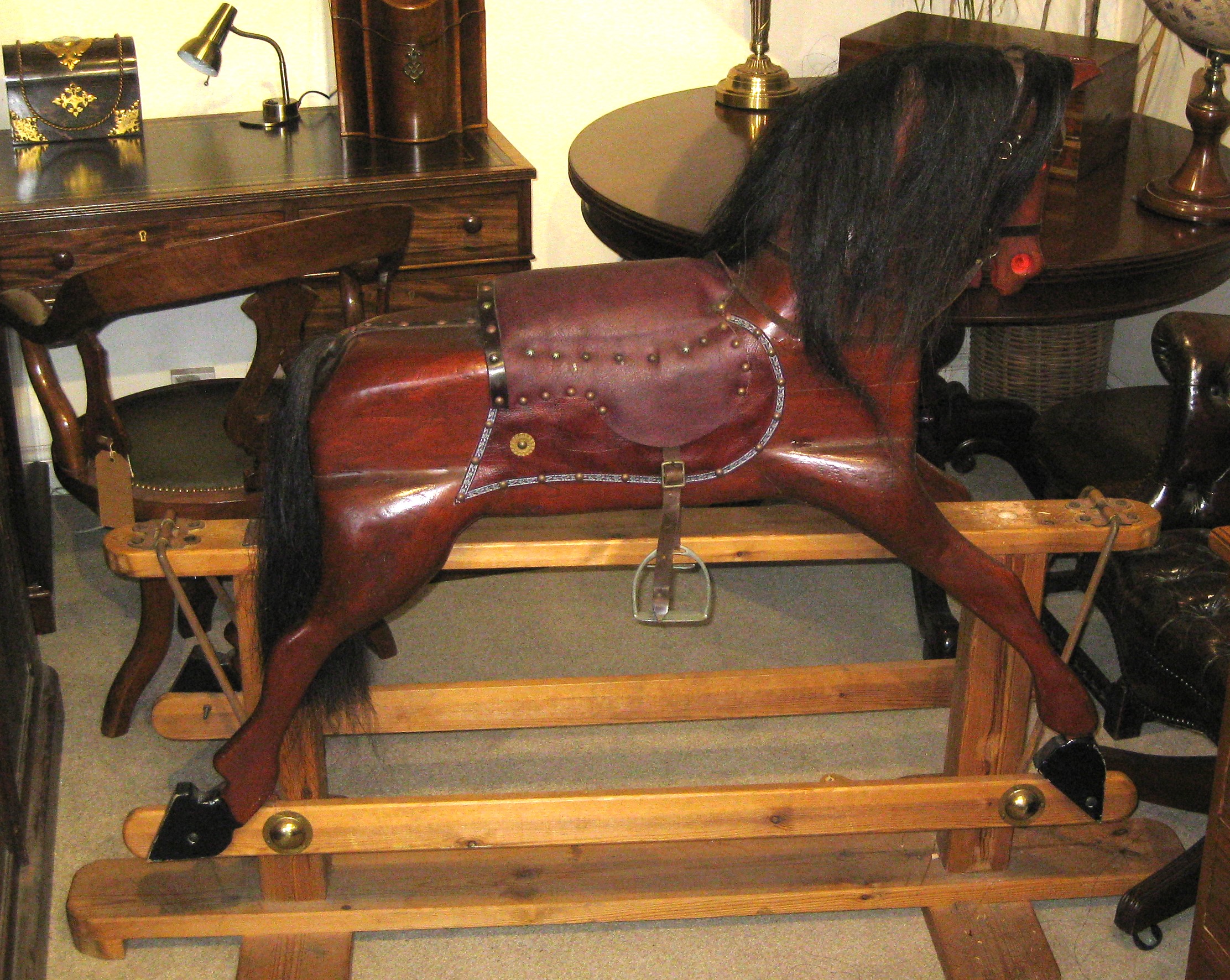 Lovely hand carved wooden rocking horse Dorking Desks