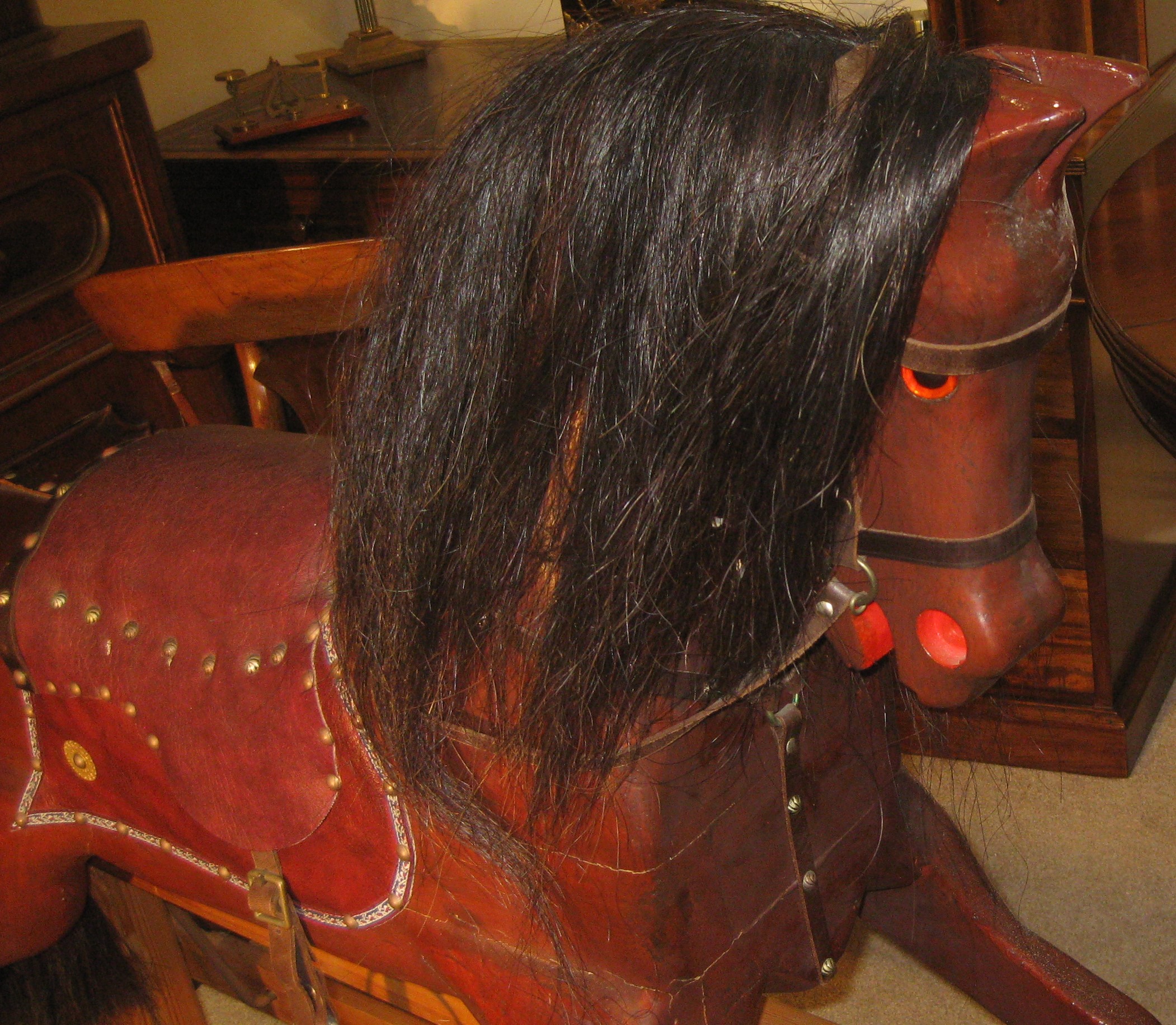 Lovely hand carved wooden rocking horse Dorking Desks