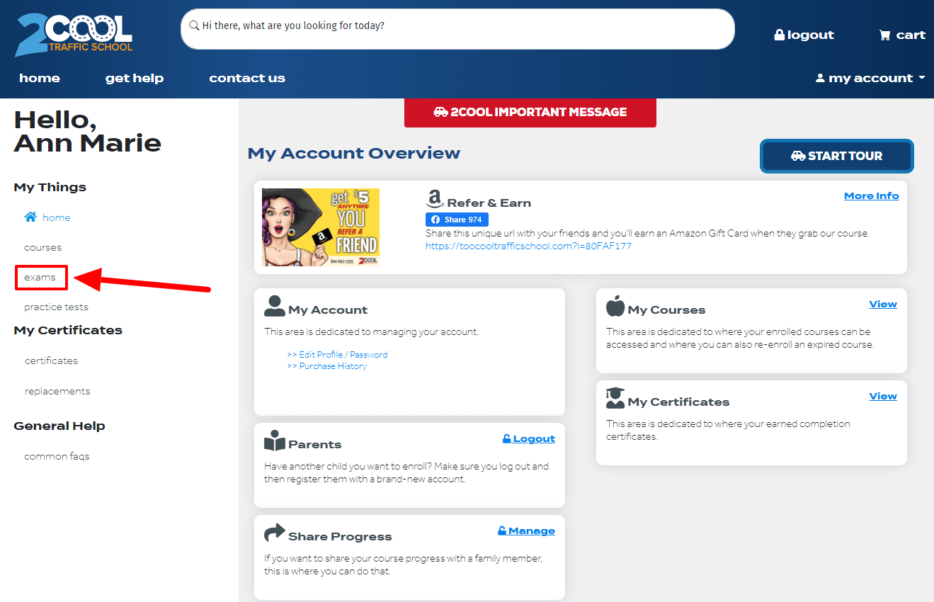 How do I take my learner's permit exam online?