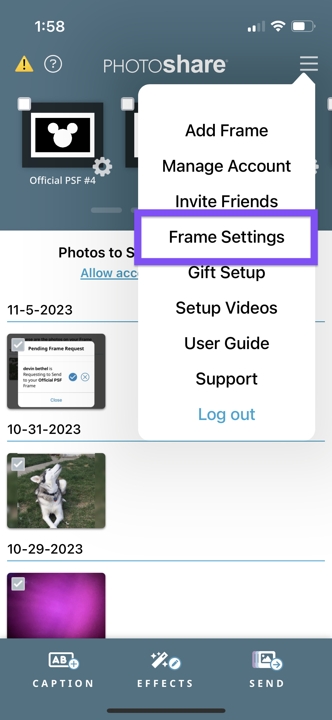 Managing Slideshow AutoEffects on Your PhotoShare Frame