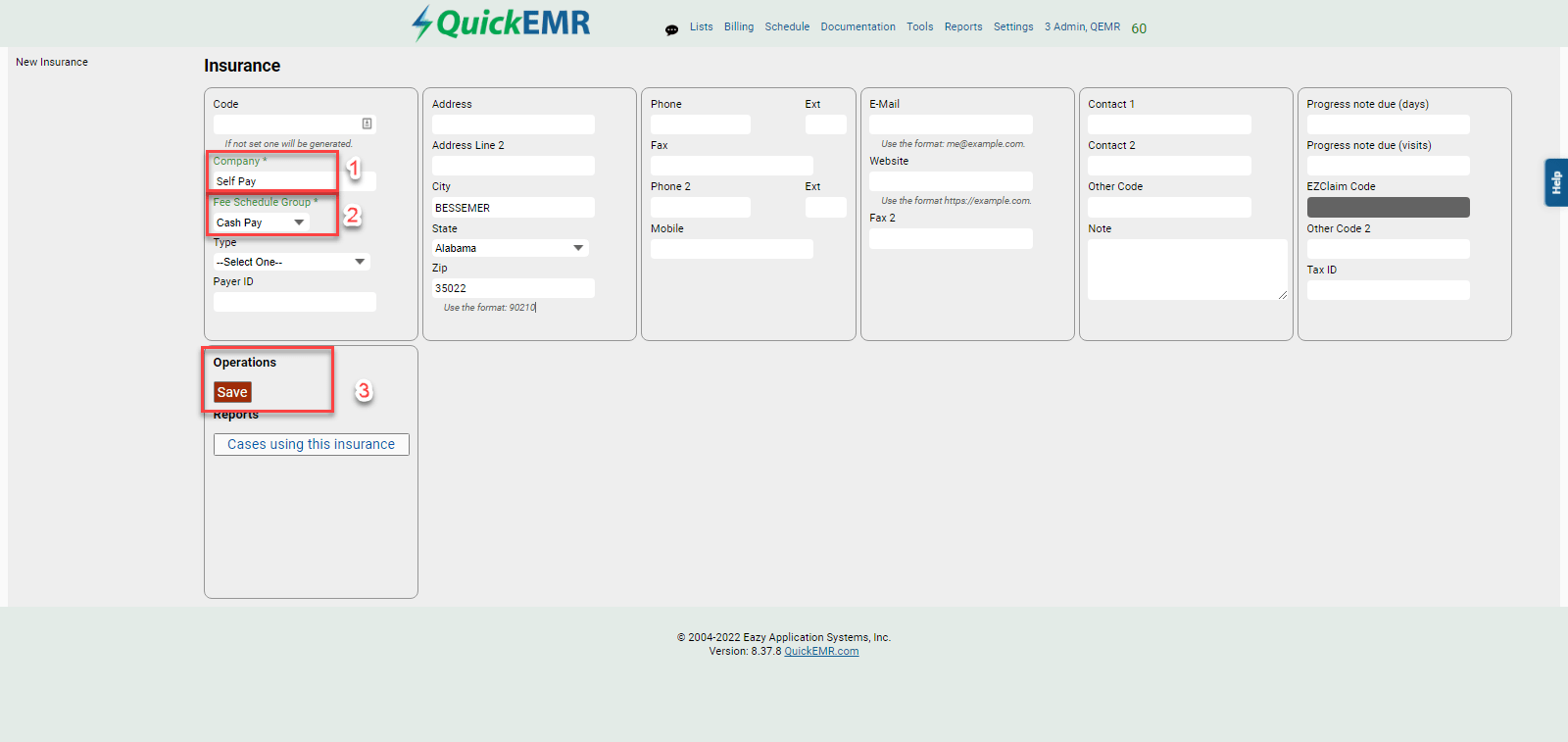Creating a Self Pay/Private Pay "Insurance"